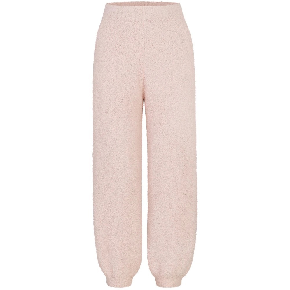 SKIMS Cozy High-Waist Plush Jogger Pants in Blush Pink